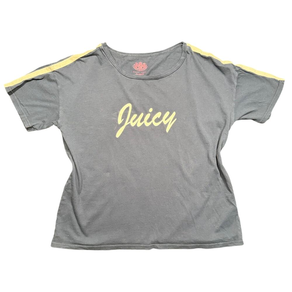 Juicy Couture Black Label Spellout Graphic Crop Tee Slate Gray Size XS
